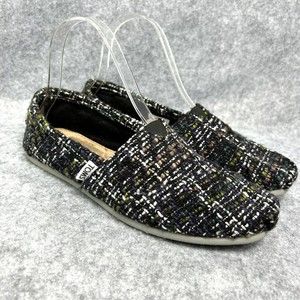 TOMS Classic Alpargata Black White Tweed Boucle (10003625) Slip-On Shoe Size 7.5